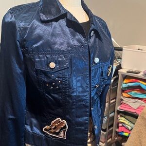 Chico's Shimmering Navy Jean Jacket